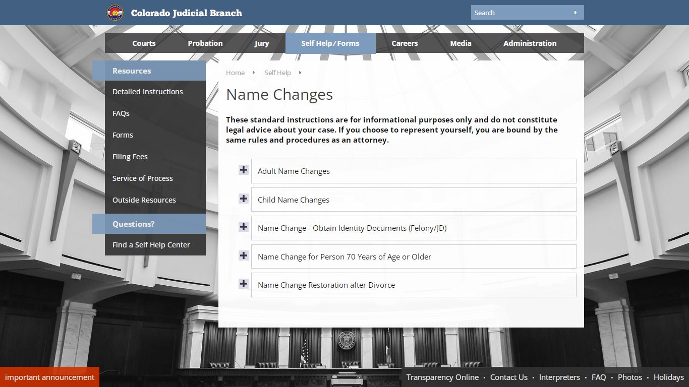Colorado Judicial Branch - Self Help - Name Changes